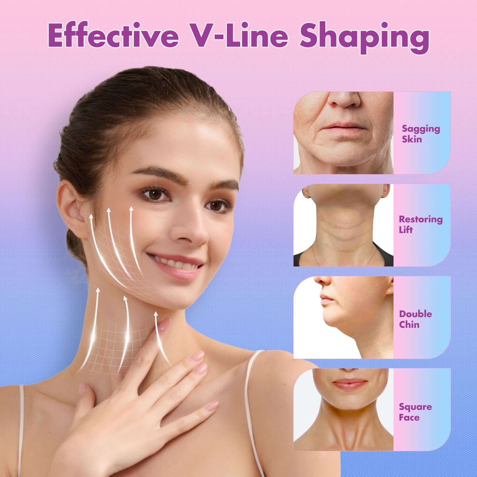2 Pack Adjustable Face Slimming Straps, V-Line Chin Masks