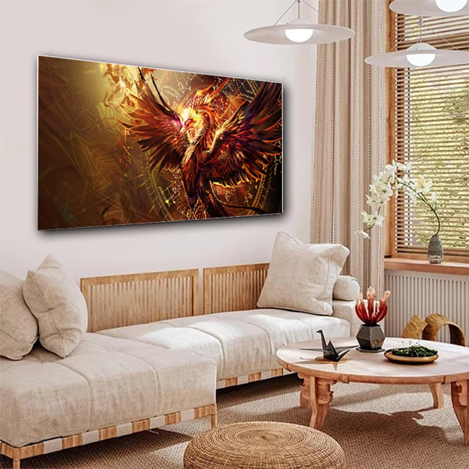Zestaw do malowania diamentami 5D, diamentowy obraz feniks ptak duży rozmiar 220 x 80 cm, kreatywne hobby dla dorosłych, przyklejanie koralików, dekoracje ścienne prezent 2Y-704