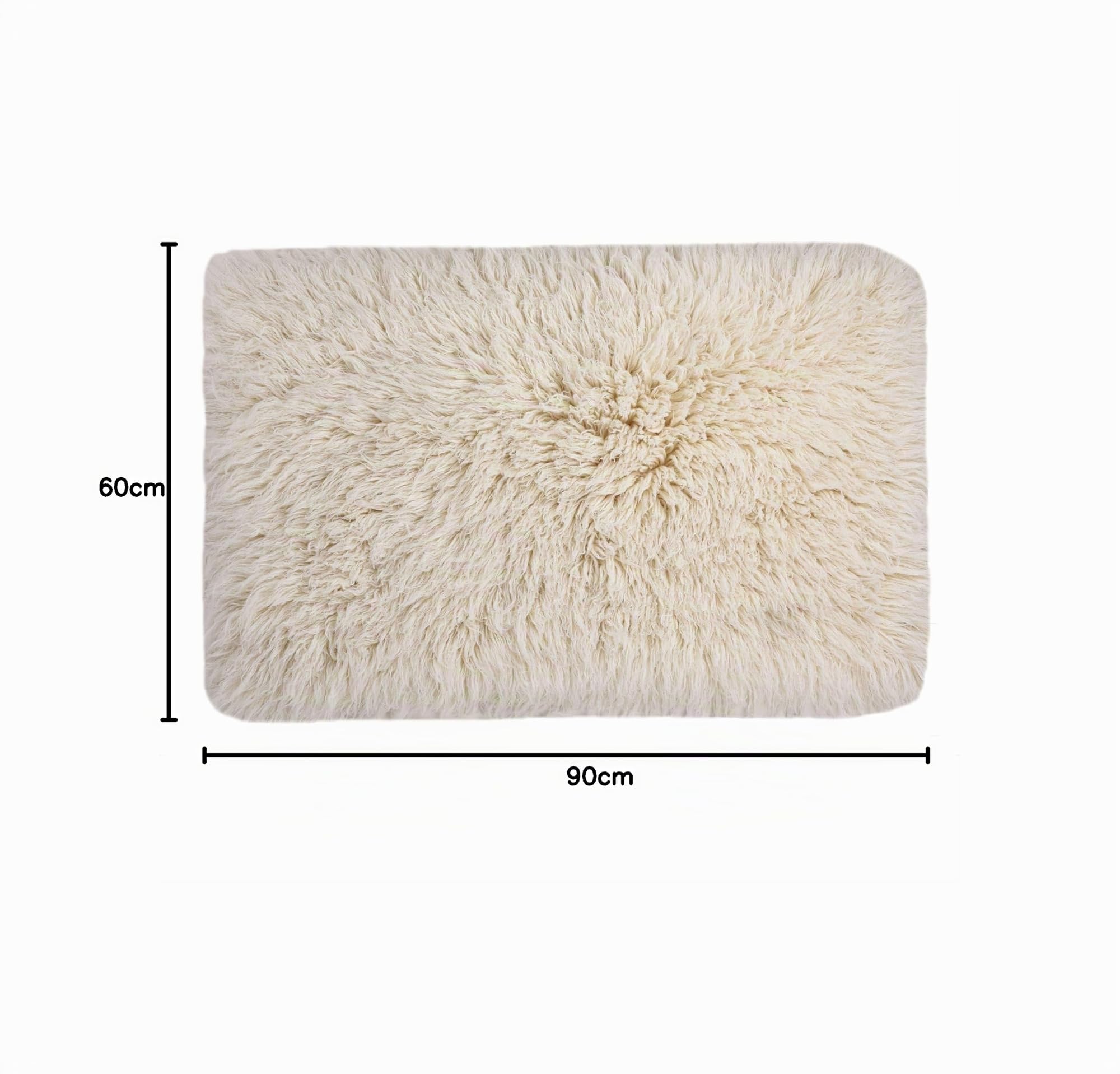 Flokati Teppich aus Griechenland | Skandinavisch | nachhaltiger Premium Shaggy | Natur | 100% Schurwolle; handgewebt, waschbar, natur | 60 x 90 cm | Flokos XXL