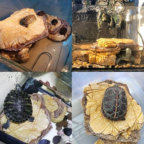 Miniatura 5 de kathson Plataforma de resina para tortugas, rampa de escalada de tortuga, terraza de descanso, cuevas de piel de reptiles, decoraciones de acuarios,