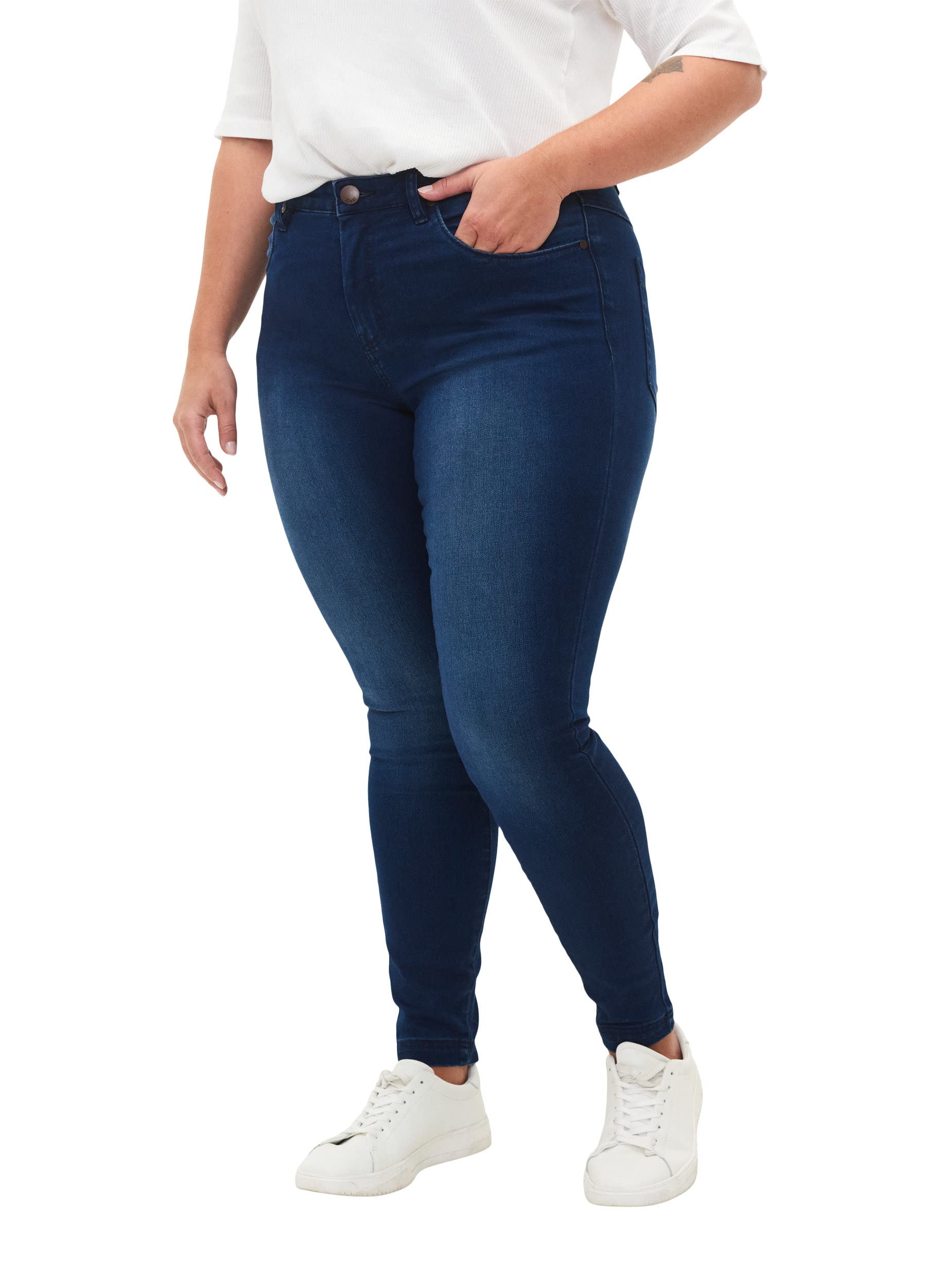 Zizzi Damen Große Größen T-Shirt Basic Baumwolle Kurzarm Kur
