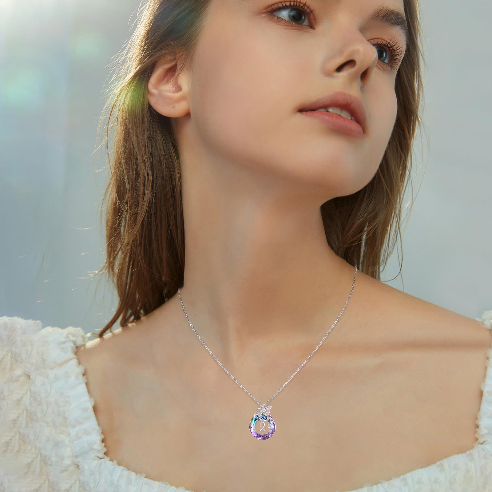 Tier Halskette 925 Sterling Silber Anhänger für Frauen mit Katze, Schmetterling, Schlange, Vogel, Axolotl, Wal und süße Tier Motiv Kristall Geschenkidee