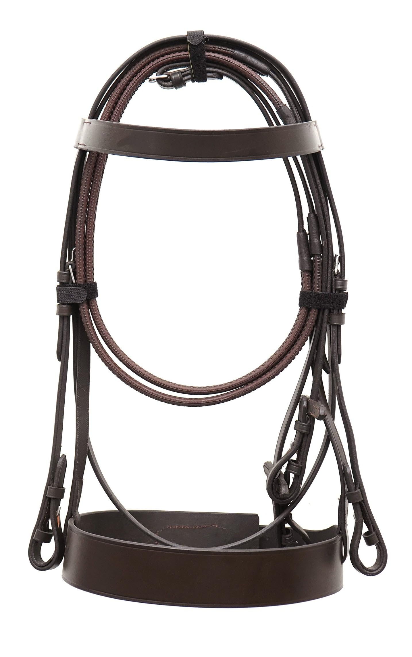 Leather Horse Hunter Bridle With 2Inch Noseband And Grip Reins Brown Size Mini Shetland