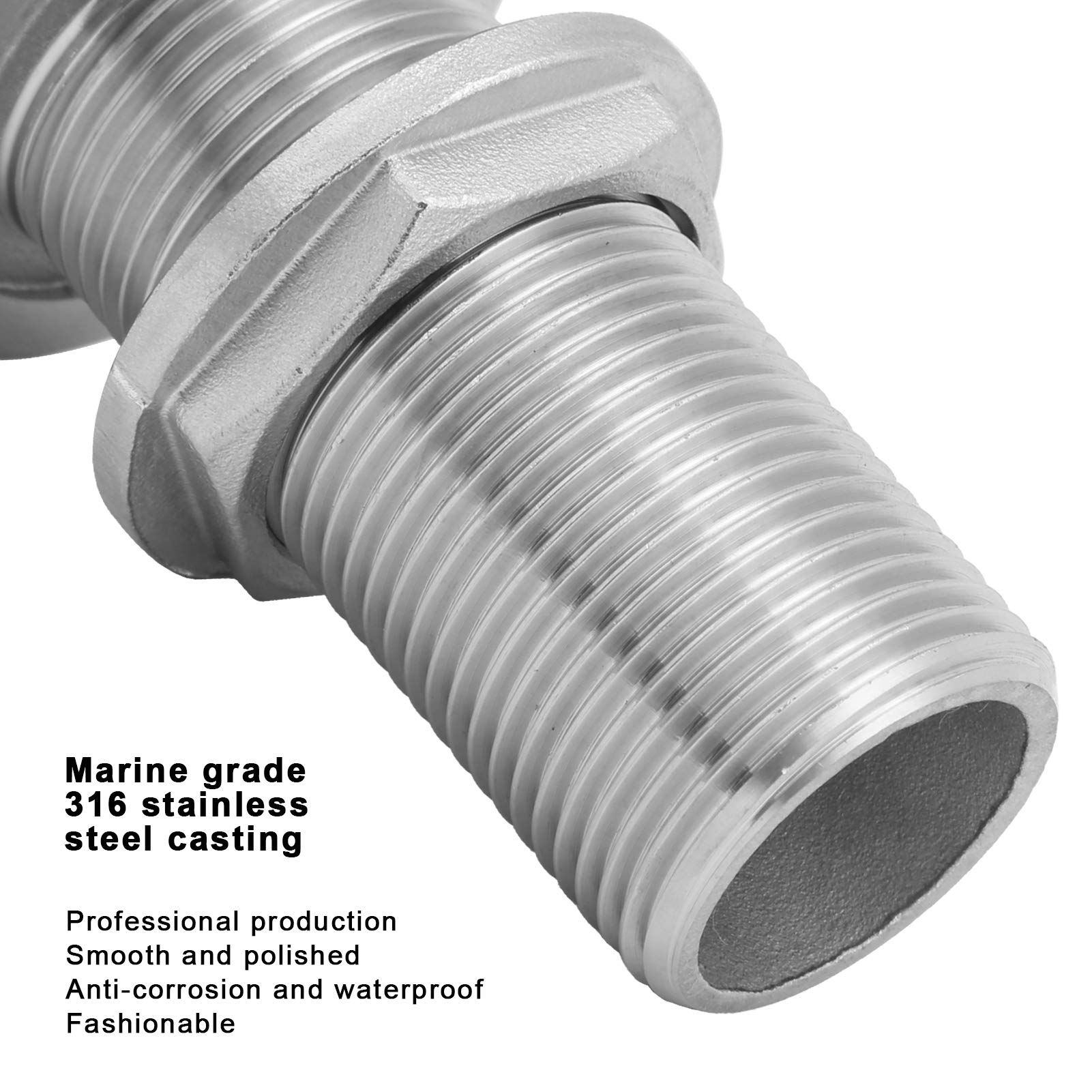Tissting Accessorio per casco diritto marino 2 pezzi 1in 79mm - Connettore di scarico in acciaio inox 316 per barche e yacht, facile installazione e resistenza alla corrosione