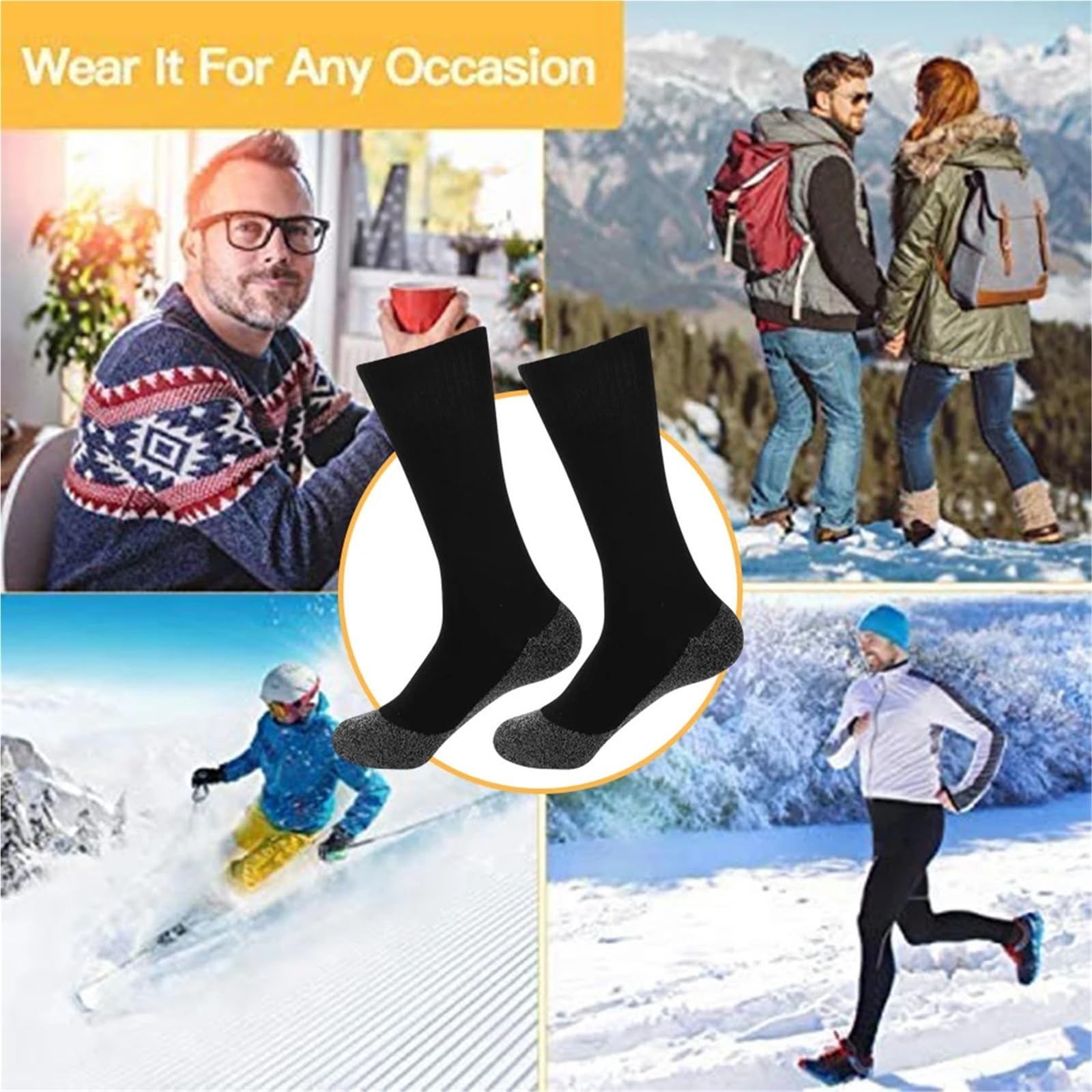 Calcetines térmicos autocalentables de invierno, suaves, elásticos, gruesos y antideslizantes, for hombre mujer, for esquí al aire libre, 5 o 10 pares Para Esquiar, Snowboard