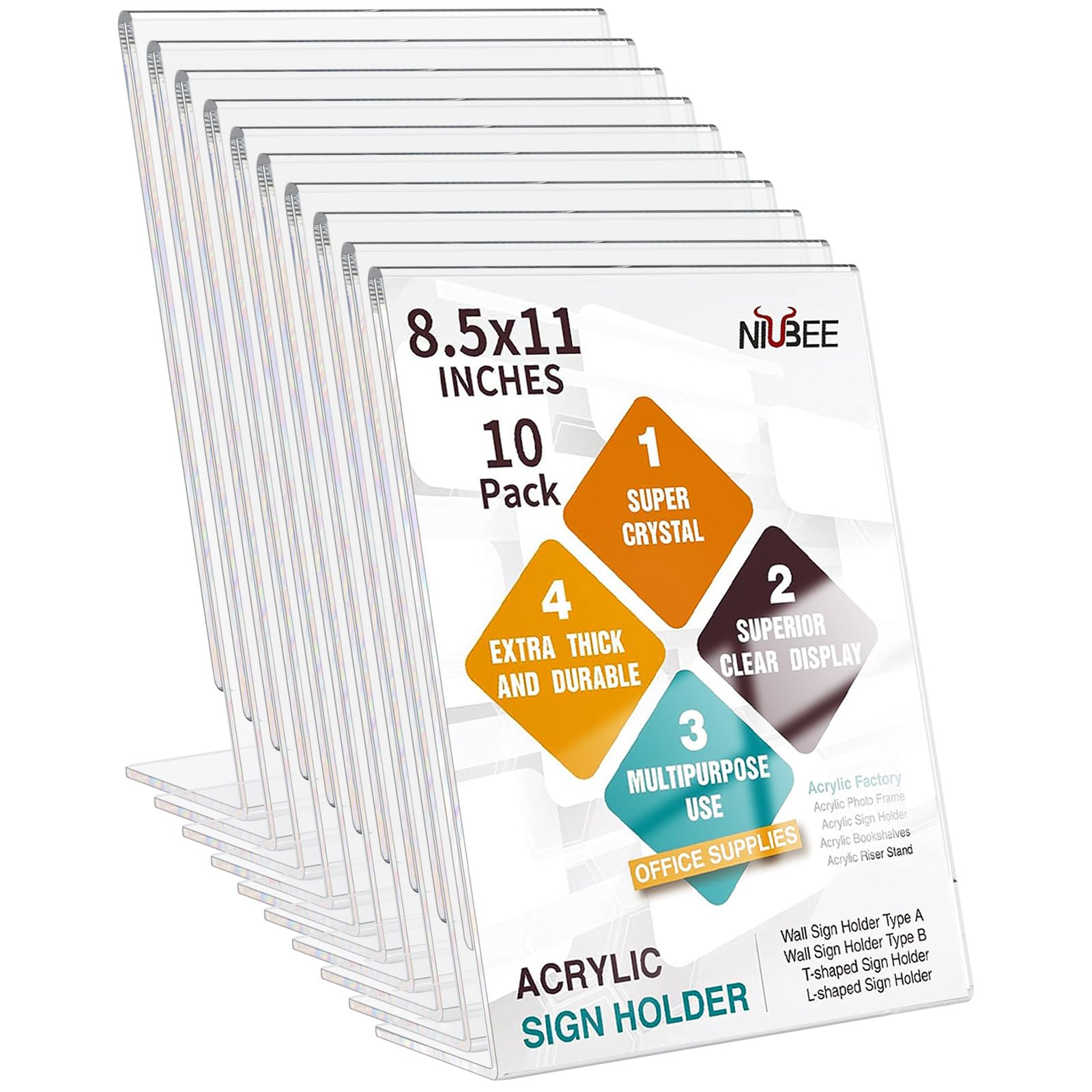 Amazon.com : NIUBEE Acrylic Sign Holder 8.5 x 11 Inches Slanted