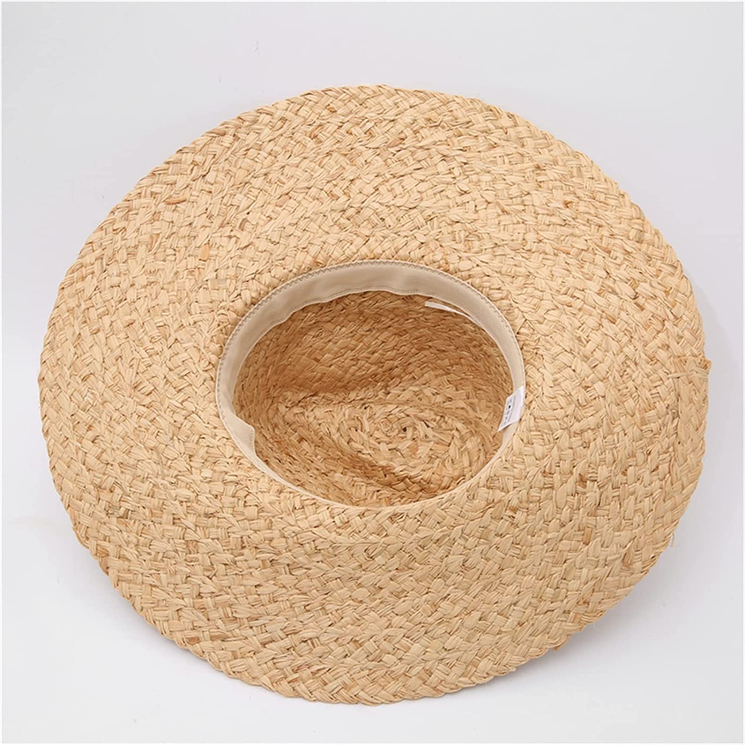 Sombrero de Playa para Mujer, de Rafia, de Paja, de Verano, con Borde Ancho, Bordado, Protector Solar, Plegable (Verde 6 7/87 1/8)