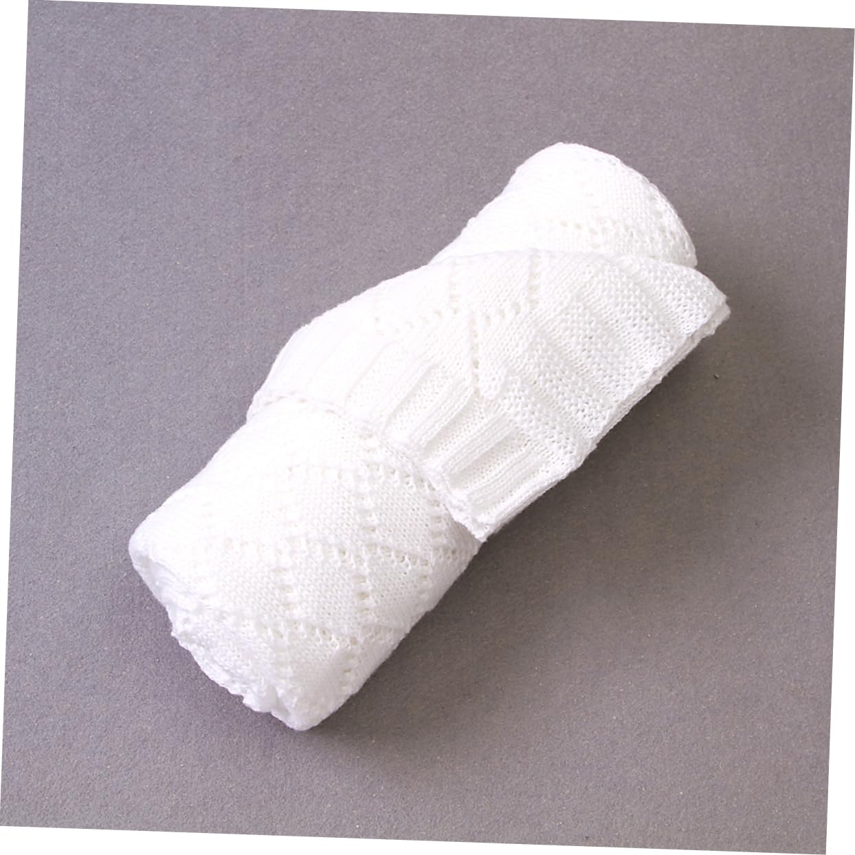 ibasenice Coperta Maglia Per Autunno Inverno e Leggera Coperta Per Passeggino e Lettino Design Intrecciato e Traspirante Colore Sbiancato
