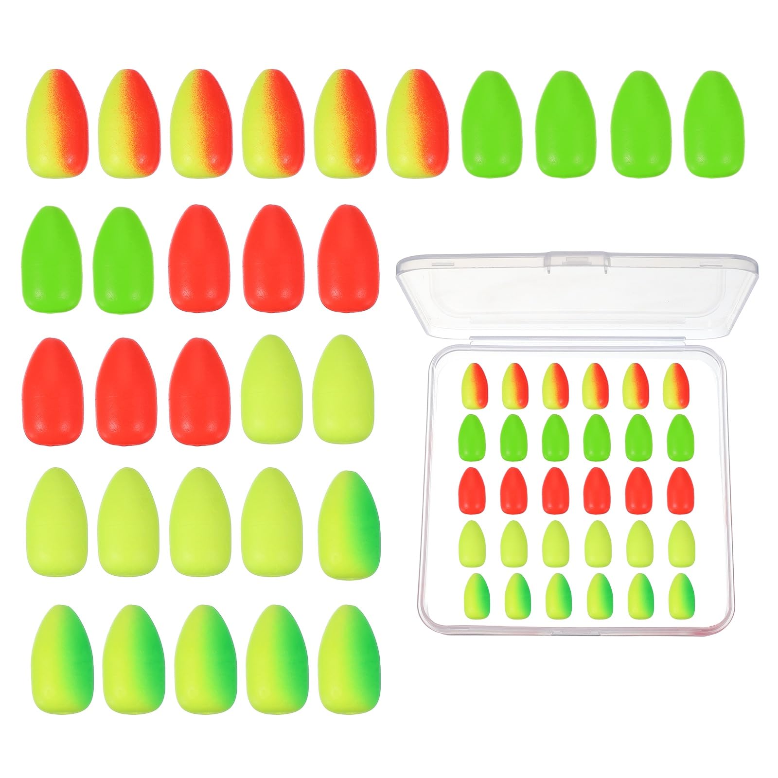 YELARXI Fishing Foam Floats, Snell Fishing Rig Floats Strike Indicators with Clear Tackle Box, 0.4" D x 0.6" H Fit for Perch Carp Bass Fishing Cork Saltwater Freshwater (30 Pack, Multicolor)