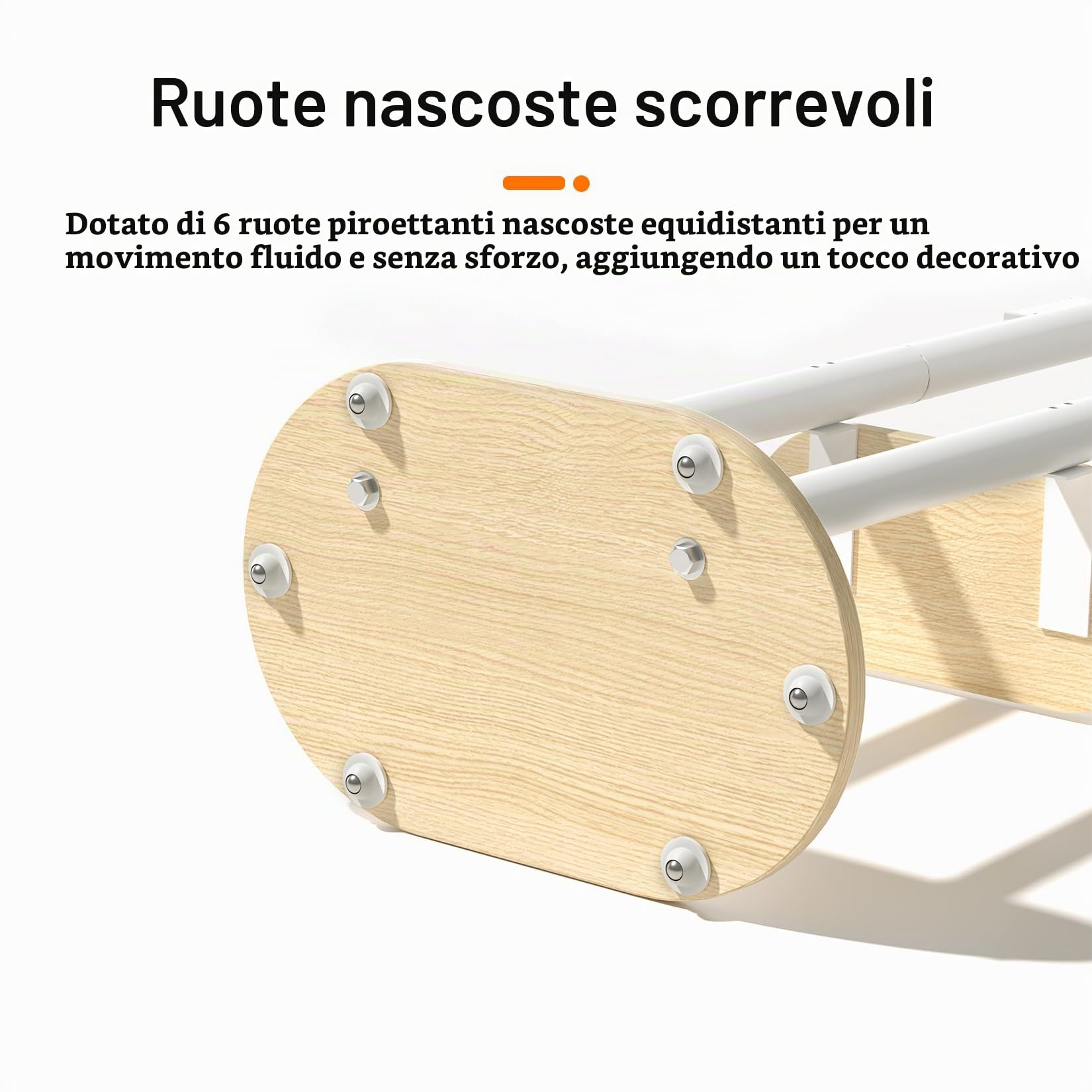 UNHO Supporto TV da Pavimento con Ruote Nascoste per 40-75 Pollici Bianco | Porta TV con Ruote, Peso Max 60kg, Max VESA 600x400mm, Legno Ripiano, Regolabile in Altezza, Doppia Colonna Stabile