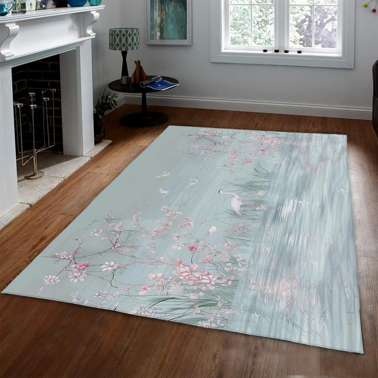 Tapis lavable 180x210cm résistant aux taches pour salon et bureau zen