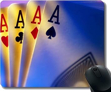 Gaming Mouse Mat, Heart Ace Card Spade Rubber Mouse Pad Stitched Border