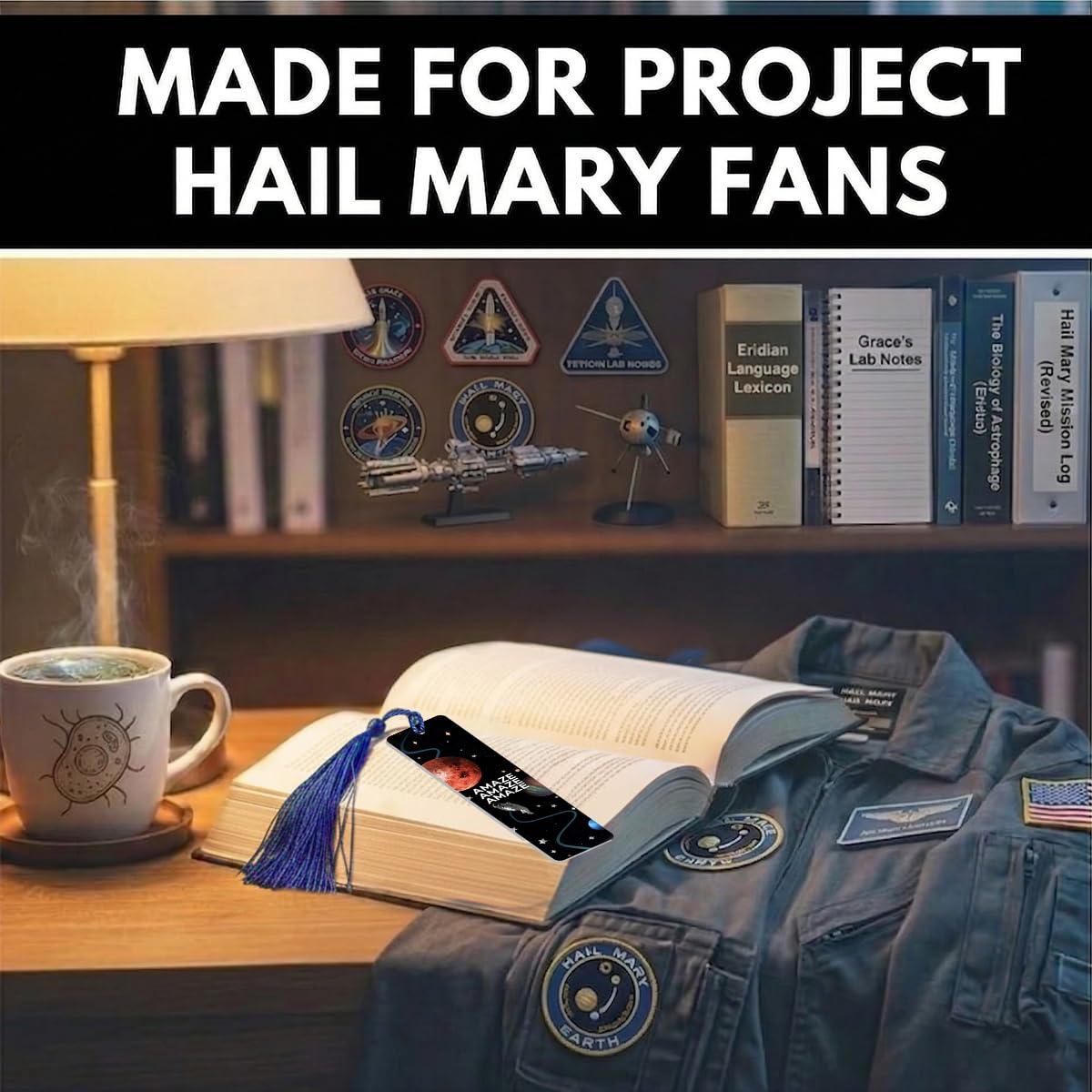 AICase Dwustronna metalowa zakładka gadżetami Project Hail Mary Merch&Rocky | stylowy dodatek idealny na prezent dla fanów, miłośników książek,kobiet i mężczyzn na urodziny,Dzień Matki i na co dzień