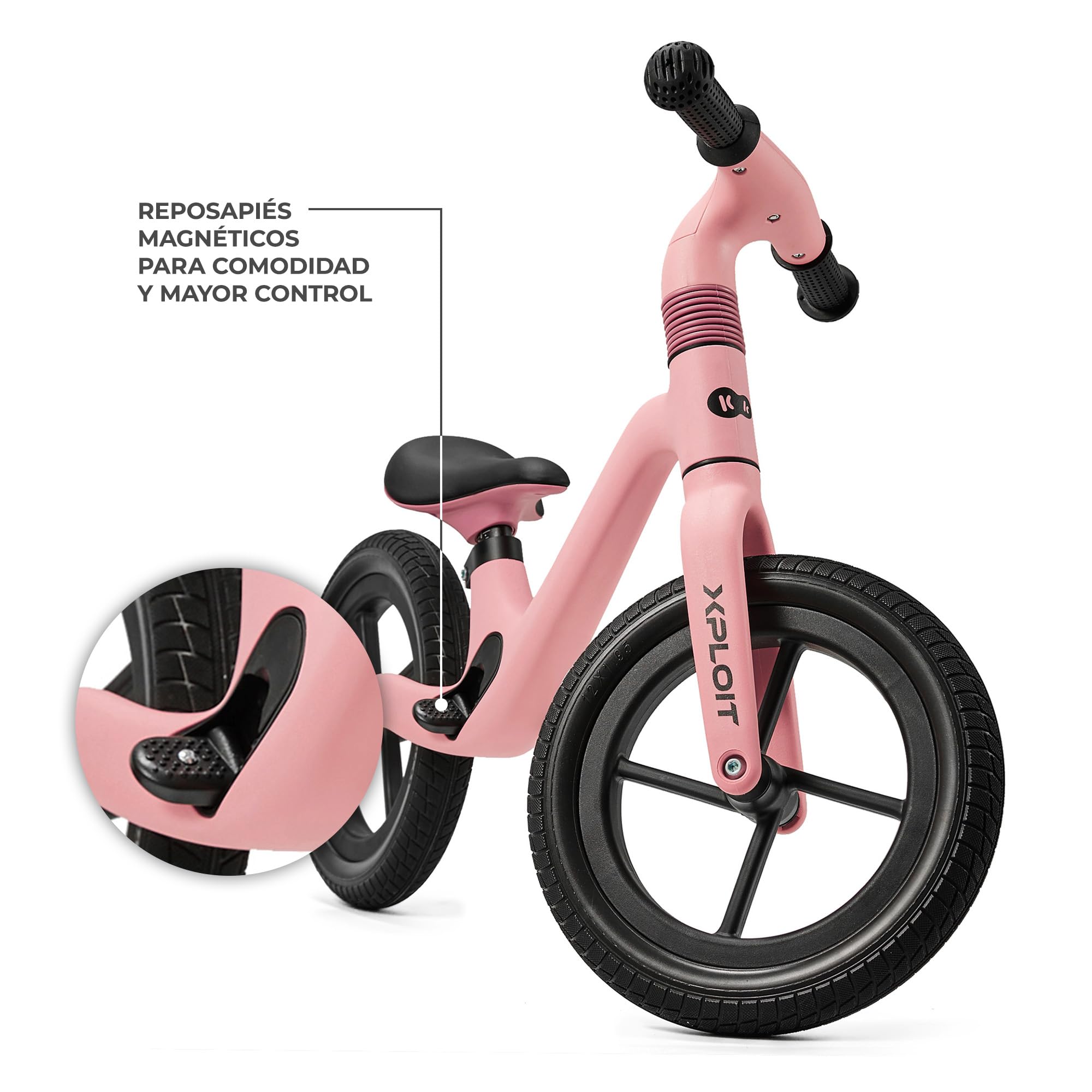 Kinderkraft XPLOIT Bicicleta sin Pedales, Bicicleta Niño 2 años, de 80 cm, Bicicleta 2 Ruedas, Bicicleta de Equilibrio, Sillín Ajustable, Ruedas Grandes de PU, 35 kg