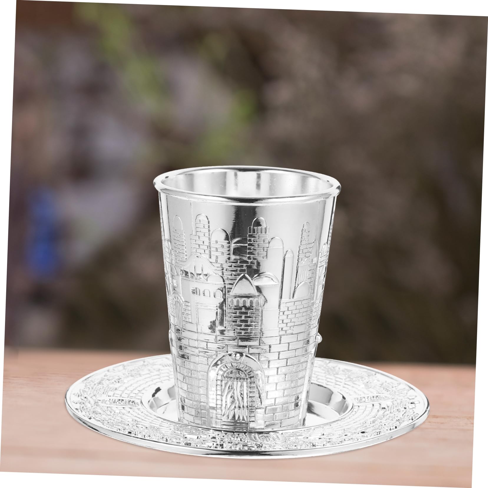 Didiseaon Set Calice Inciso per Celebrazione di Pesach e Shabbat in Lega di Zinco Argento con Design Elegante e Raffinato per Accessori Vino Regalo