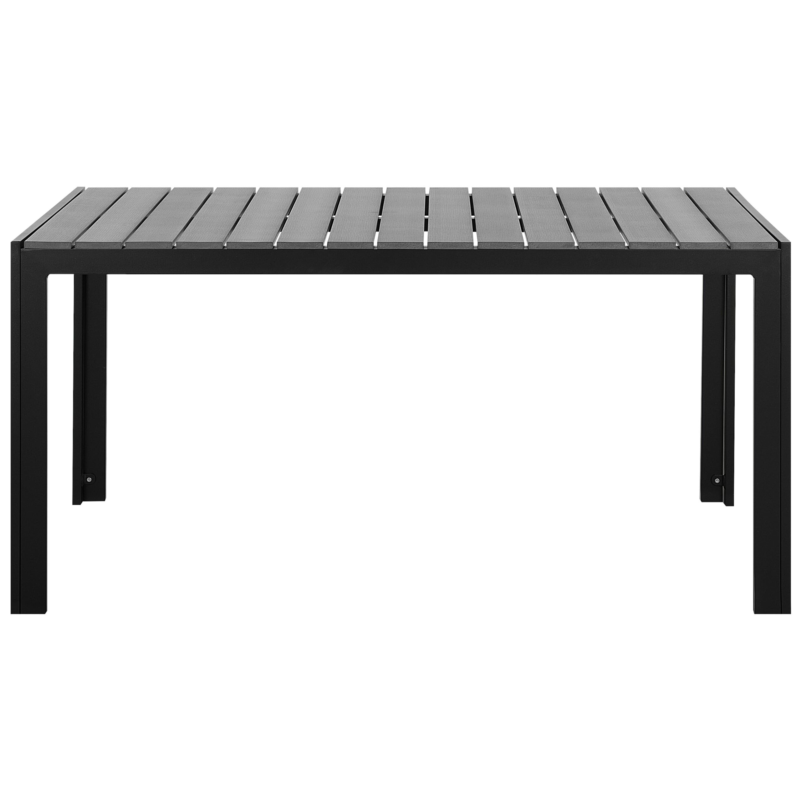 Beliani Gartenmöbel Set 7-teilig Aluminium schwarz Kunstholz grau Tisch 6 Stühle Como