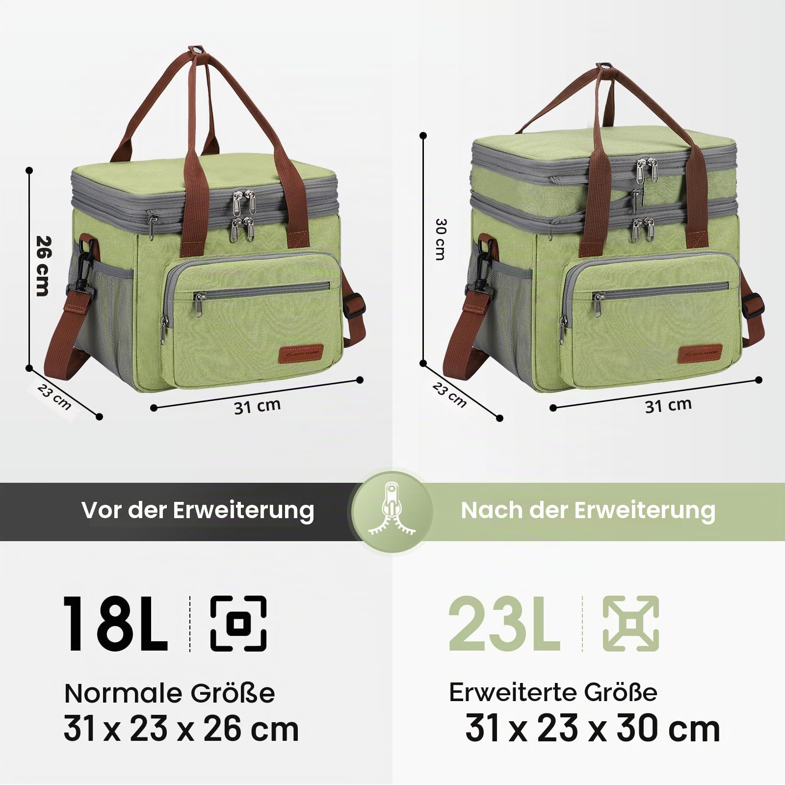 Maelstrom 23L Kühltasche, isolierte Lunchtasche, erweiterbar mit 2 Fächern | Hält bis zu 16 Std. kalt, leicht, stabile Form, Taschentuchfach, ideal für Damen, Herren, Arbeit, Büro, Picknick & Pendler