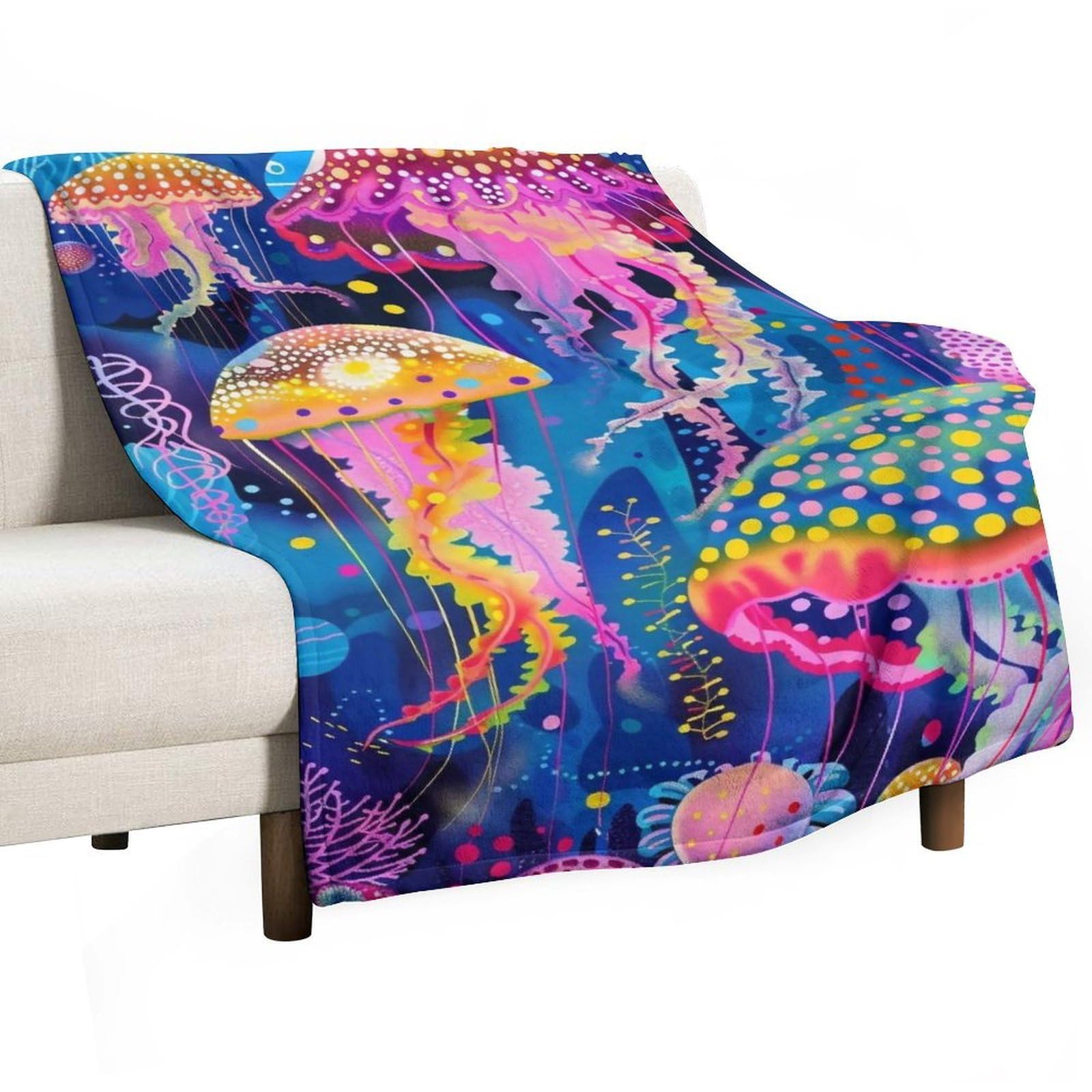 YHGSREUOH Yayoi-Kusama-Jellyfish_01 Flannel Blankets Fleece Soft Throw Lightweight Plush Gifts for Couch, Bed, Cozy Sofa Plush, Chair, Lovers 32x48inch(80x120cm)