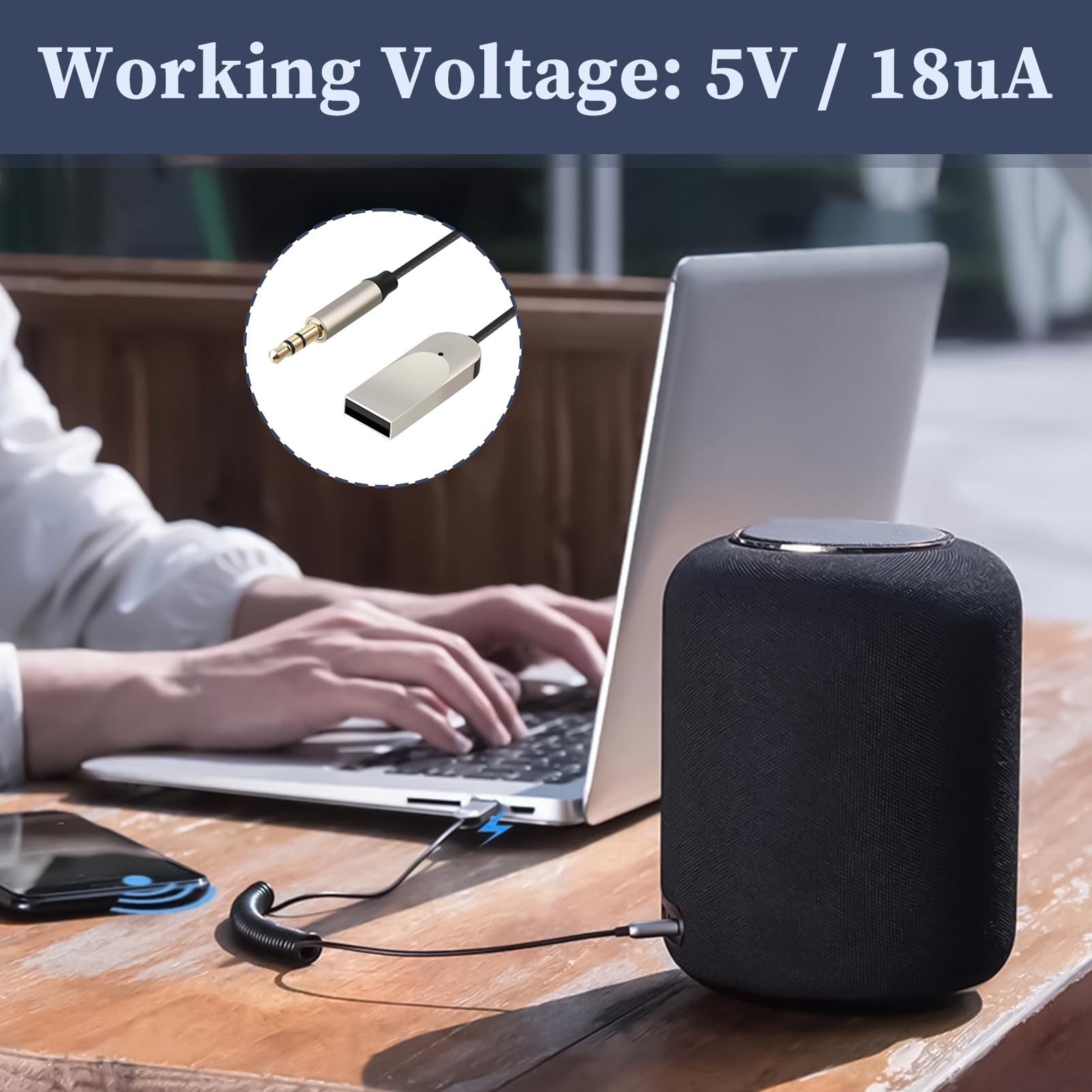 Ricevitore Bluetooth 5.4 per Auto con Jack 3.5mm, Adattatore AUX Bluetooth USB con Microfono, Audio Wireless per Auto, Vivavoce per Chiamate, Altoparlanti Stereo, Cuffie, Cavo Estensibile, Universale