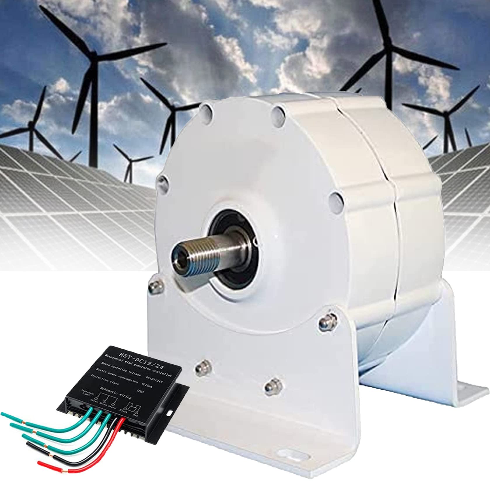 Générateur à Aimant Permanent sans engrenage, 12V, 24V, 48V Générateur AC à Basse Vitesse avec Base, adapté à l'éolienne, à l'hydrolienne (48v)
