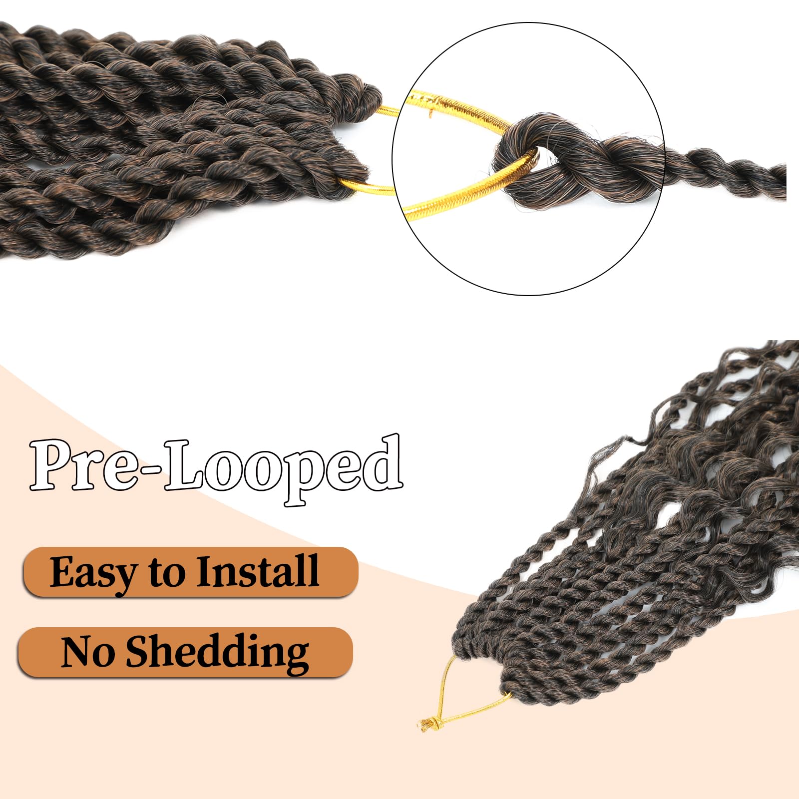 Auxemuen Senegalese Twist Crochet Hair 8Packs Boho Island Twist Crochet Hair with Curly Ends 16Inch Pre Looped Goddess Crochet Twists Hair Extensions for Black Women(TB/30) - Image 4