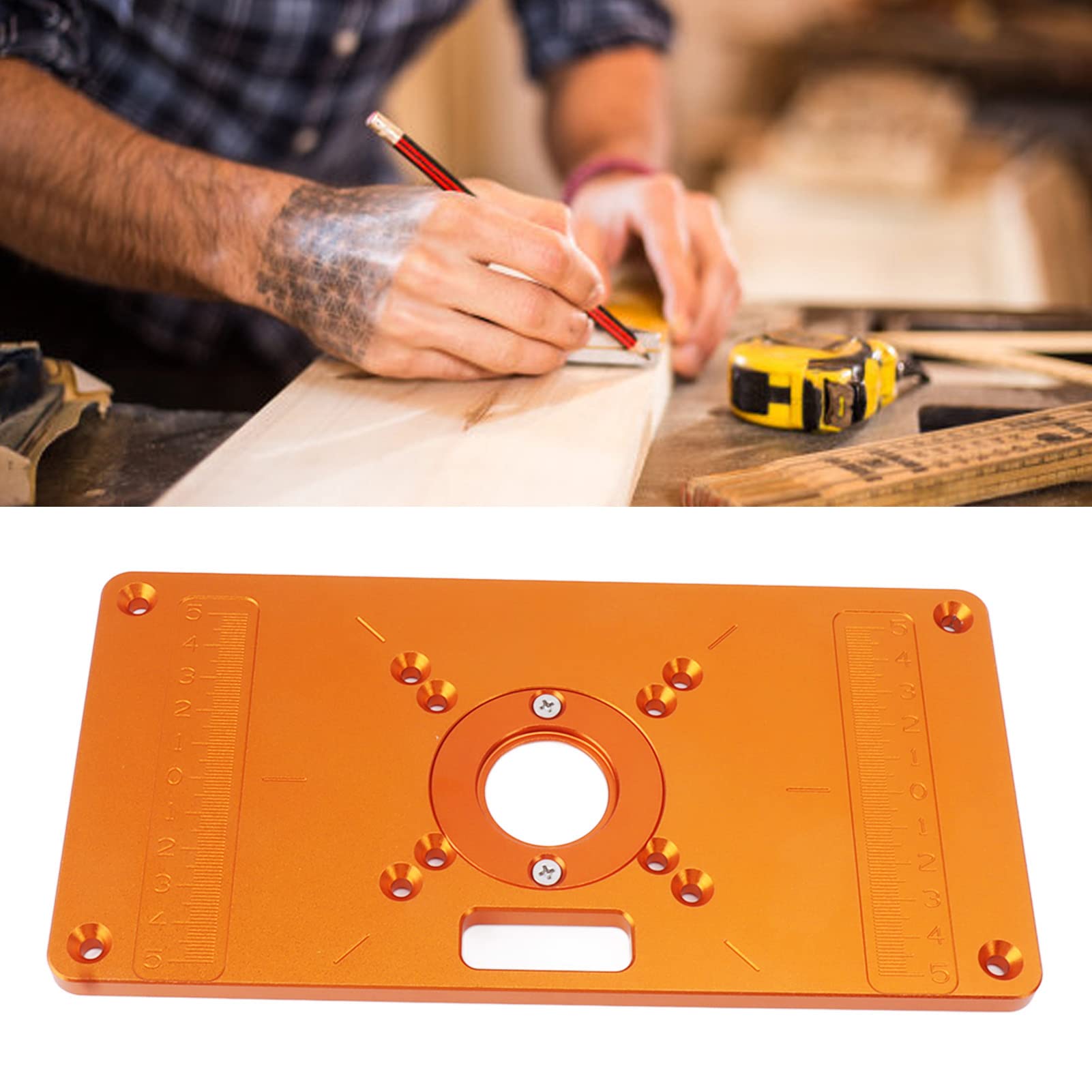 Placa de inserción para mesa de routers, tablero abatible de fresado de madera en aleación de aluminio, panel abatible para máquina de rebajado duradero con 15 accesorios para el