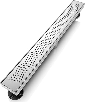 WEBANG 36 Inch Shower Linear Brushed Drain Rectangular Floor Drain with Accessories Reversible 2-in-1 Cover Tile Insert Grate Removable SUS304 Stainless Steel CUPC Certified Brushed