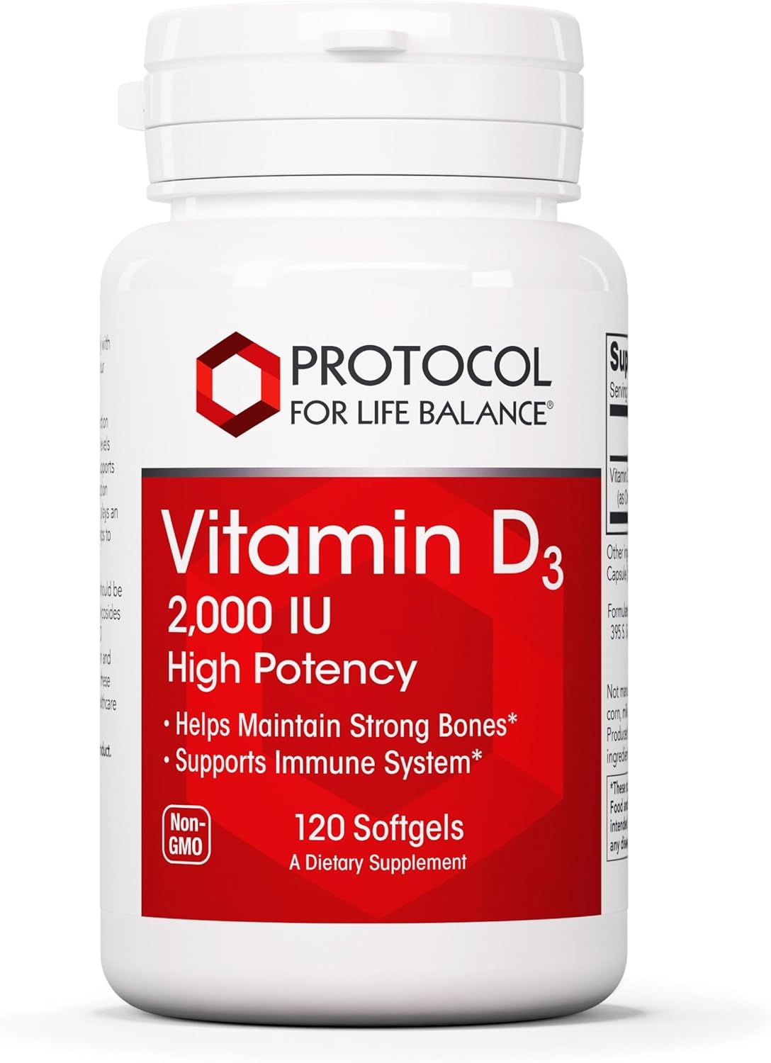 Protocol Vitamin D3 2,000 IU – Immune Support, Healthy Bones and Teeth – 120 Softgels