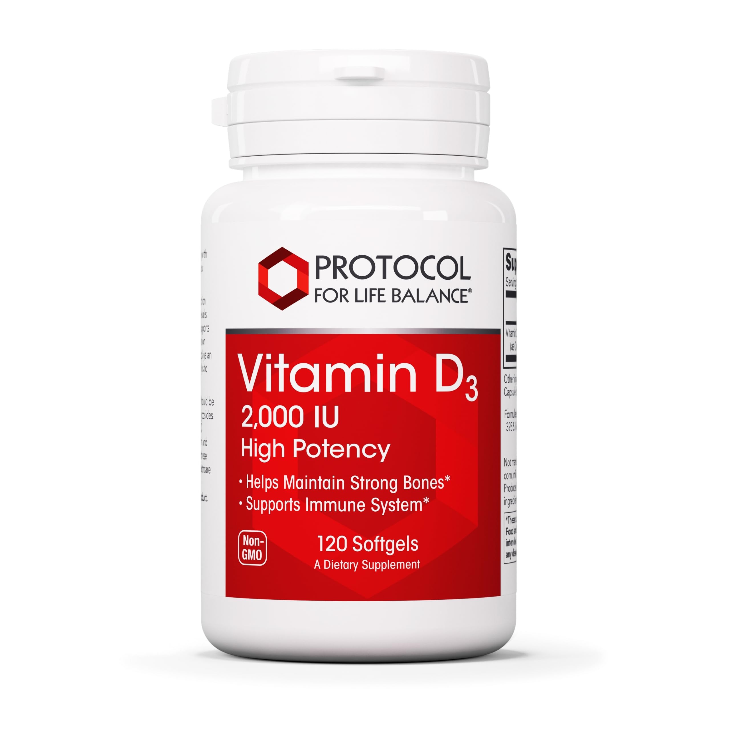 Protocol Vitamin D3 2,000 IU - Immune Support, Healthy Bones and Teeth - 120 Softgels