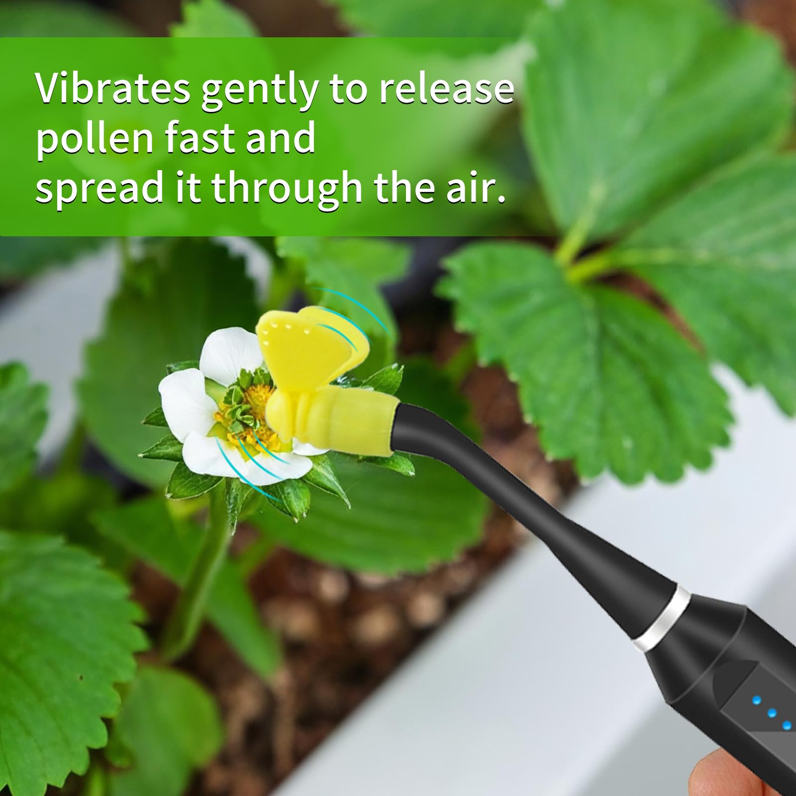 Herramienta de polinización de plantas, polinizador vibratorio recargable por USB para cultivos de invernadero como tomates y fresas