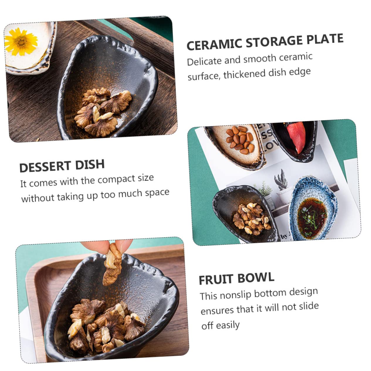 Beavorty Practical Soy Sauce Bowl Ceramic Dipping Plate Small Sauce Bowl for Salad Sushi Stylish Healthy