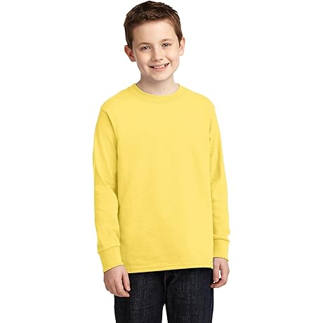 Boy's Long Sleeve 100% Cotton Yellow T-Shirt
