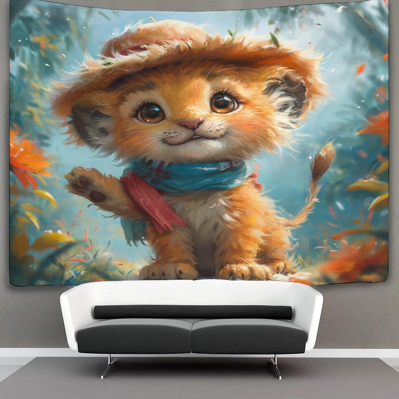 kaiyun Cartoon Lion Tapestry,Animal Wall Art Aesthetic Home Decoration for Living Room Dorm 150cmx200cm