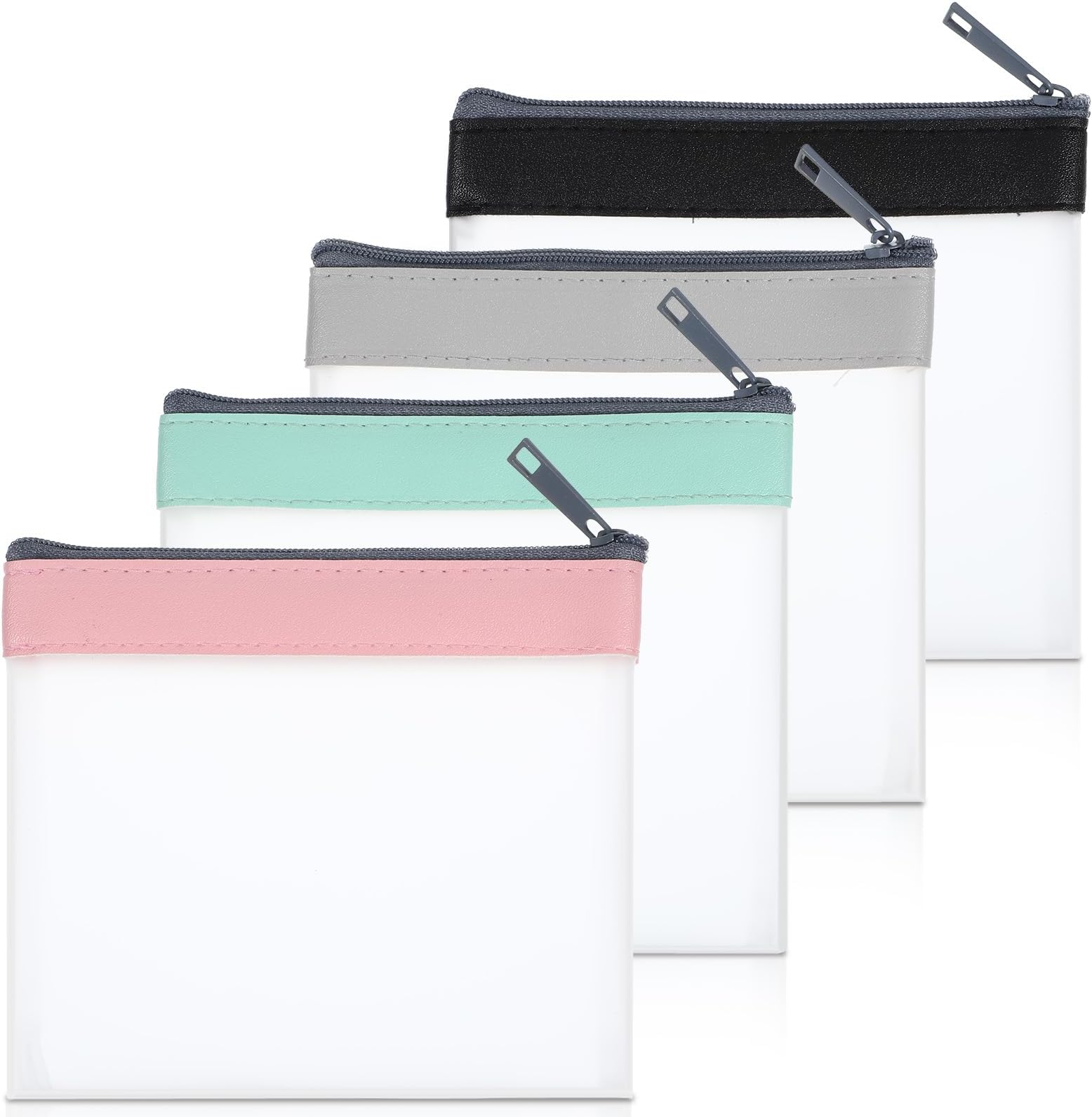 4 PCS Mini Makeup Bag, Clear Coin Purse with Zipper, Waterproof Tpu Makeup Pouch for Women, Small Clear Pouch for Daily or Travel