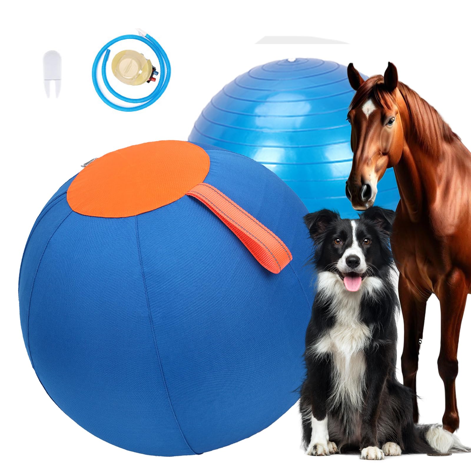 22 Herding Ball for Dogs Pet Funny Outdoor Double-Layer Ball Training Play Toy with Inflator Device for Shepherd