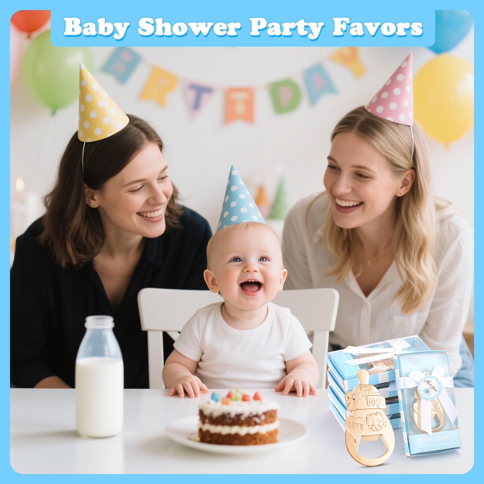 24 opakowania niebieski otwieracz do butelek na baby shower upominki dla gości – projekt butelki dla niemowląt, prezenty zwrotne dla chłopca, upominki ślubne, dekoracje imprezowe