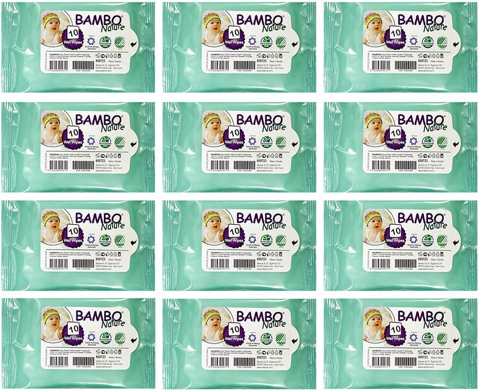 Bambo NatureEco-Friendly Travel Wipes 12 X 10S (120 Wipes)