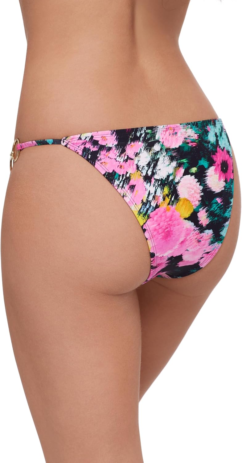 Steve Madden Womens Strap Side Bikini Bottom with Gold Double Ring - Image 3
