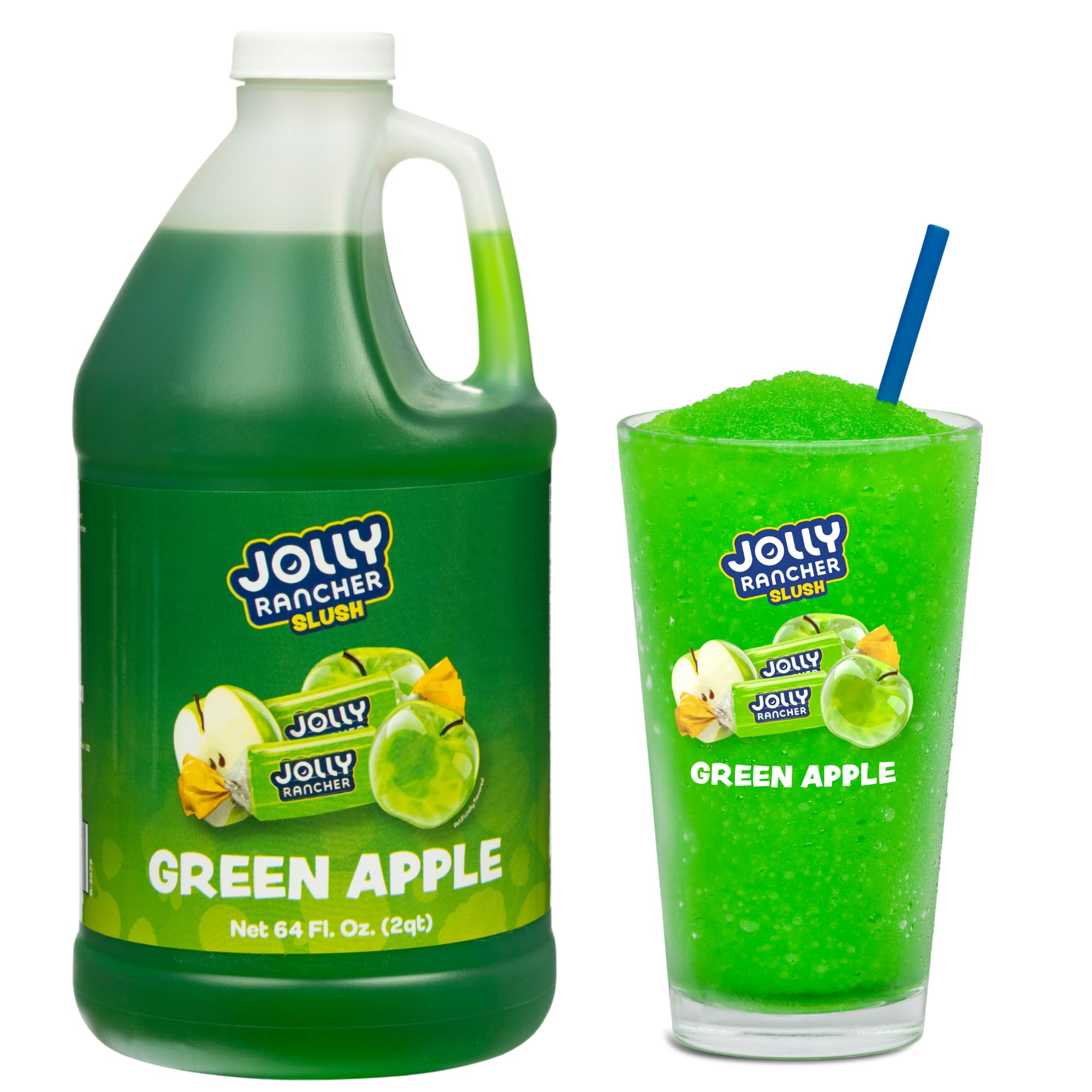 JOLLY RANCHER® Green Apple Frozen Beverage Mix – Fruit Flavor Slushie Mix for Machine, 1/2 Gallon Bottle – Frozen Drink Concentrate, 5:1 Ratio for Slushie & Frozen Drink Machines