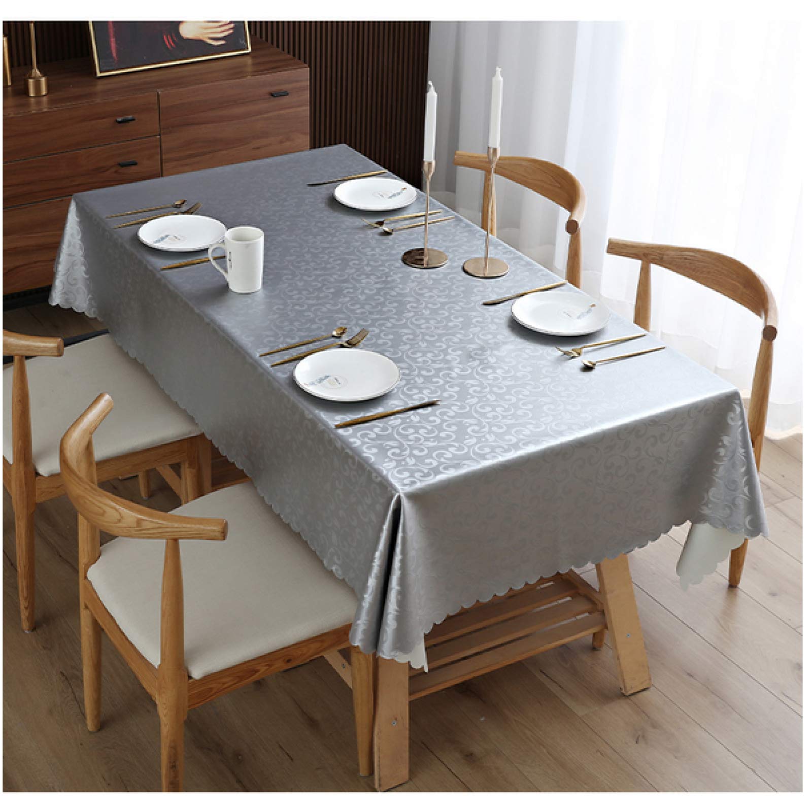 Soft Leather Tablecloth Wipe Clean Waterproof Oil-proof Spill-proof Dining Table Cloth Durable Oblong Table Cover For Home Hotel Party Cafe Outdoor Use,I-90 * 135cm