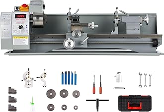 CREWORKS 1100W 8.7" x 29.5" Metal Lathe,220mm x 750mm Benchtop Metal Lathe w 3-Jaw Chuck,50-2250 RPM Power Mini Lathe for DIY Machining Wood & Metal Working Tool