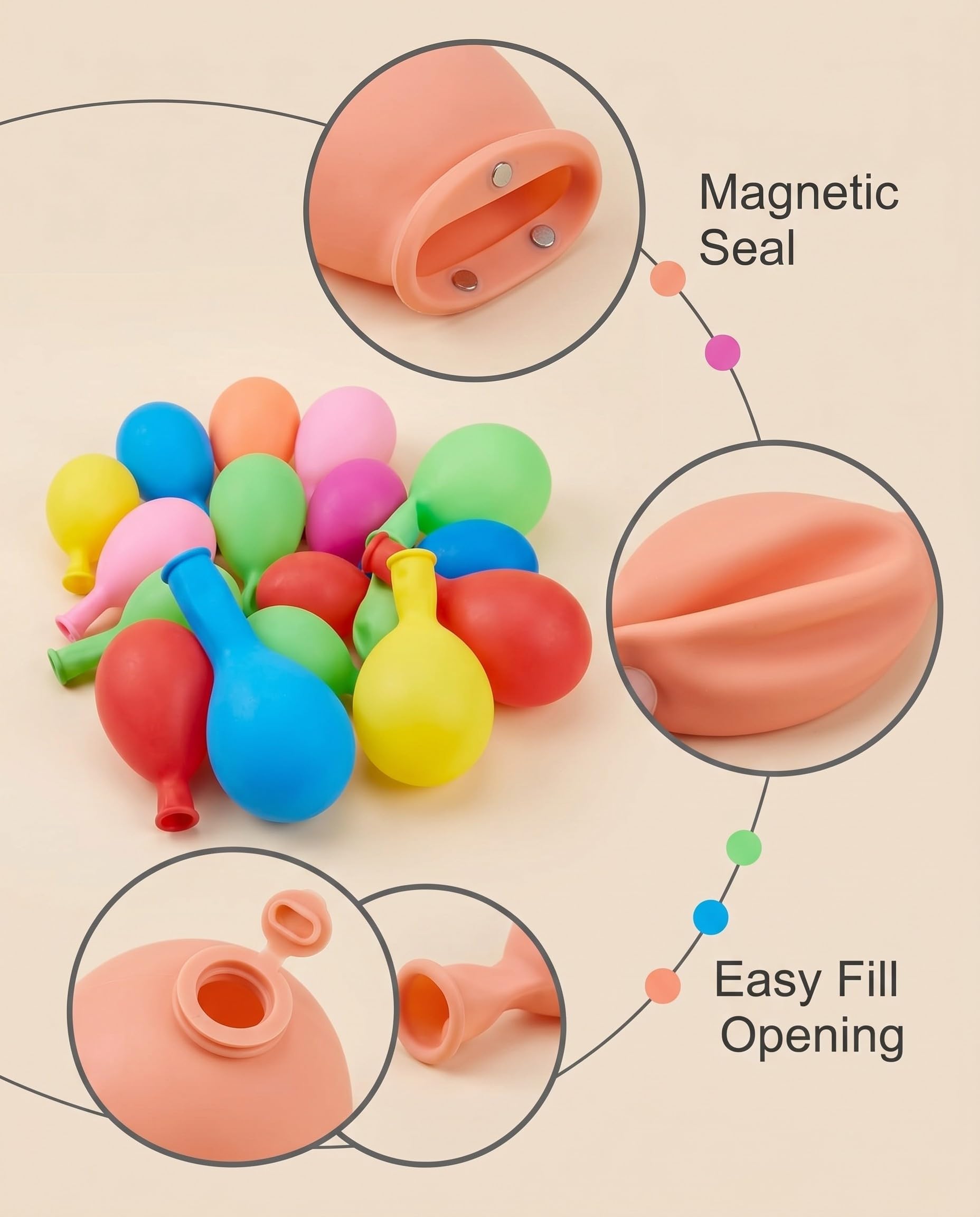 Bombes à Eau Réutilisables Auto-Scellantes Magnétiques – Remplissage Rapide Multicolores | Jouet d'Été Écologique pour Piscine Plage Jardin Enfants