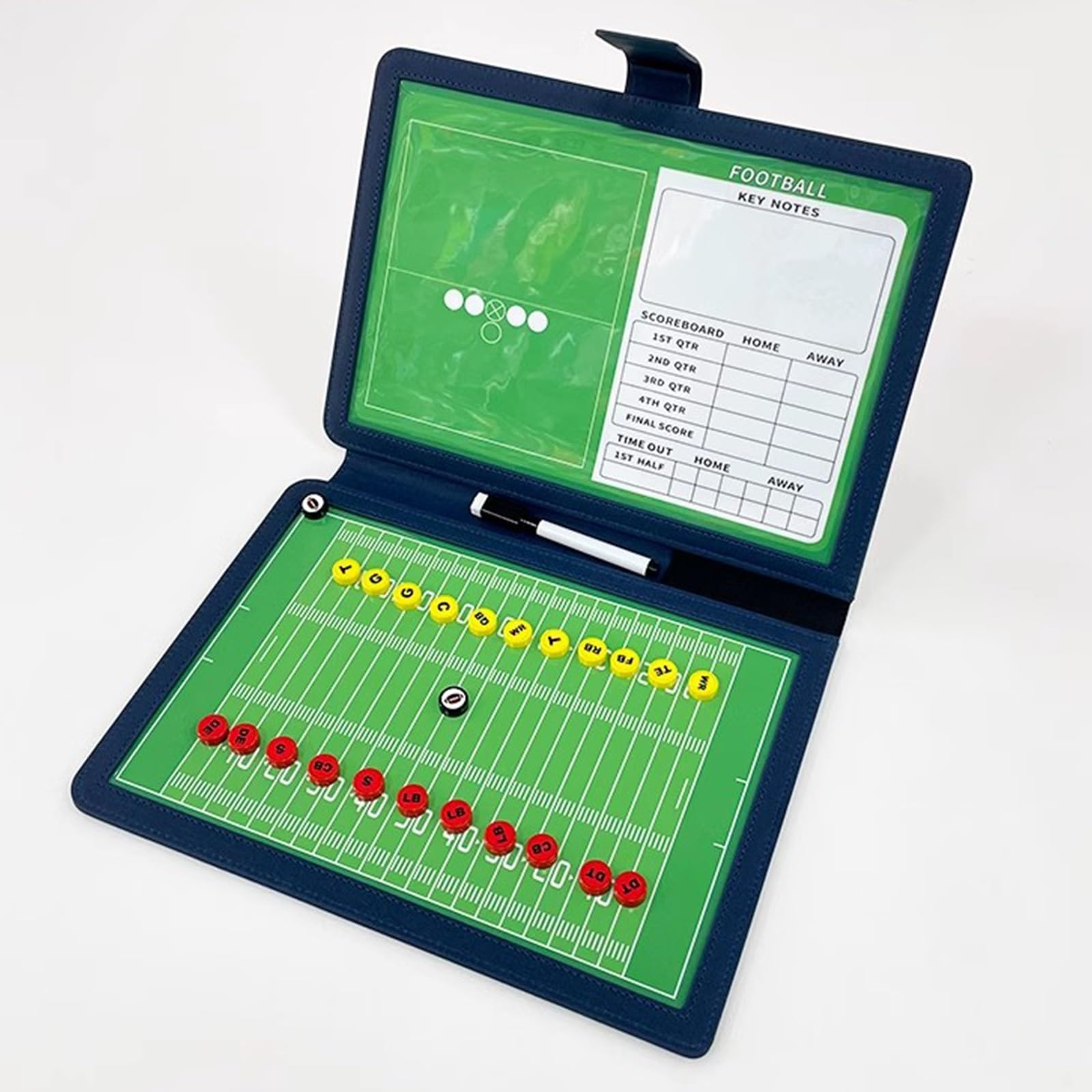 Cartellina Allenatore con Penna Magneti, Lavagna Magnetica per Allenamento e Analisi dei Giochi, Portablocco da Rugby Bifacciale Cancellabile a Secco per Allenatori, con 2 Penne Cancellabili