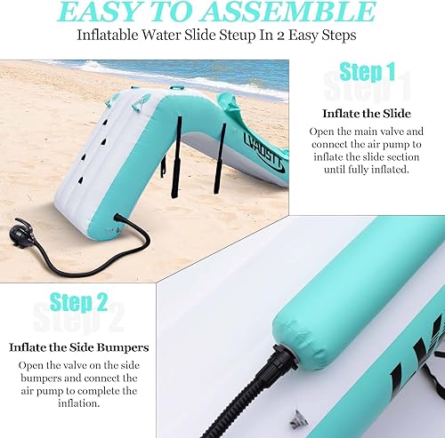 Miniatura 7 de Tobogán de cascada de pontón, botes acuáticos inflables para adultos, niños, fiesta de verano en el lago