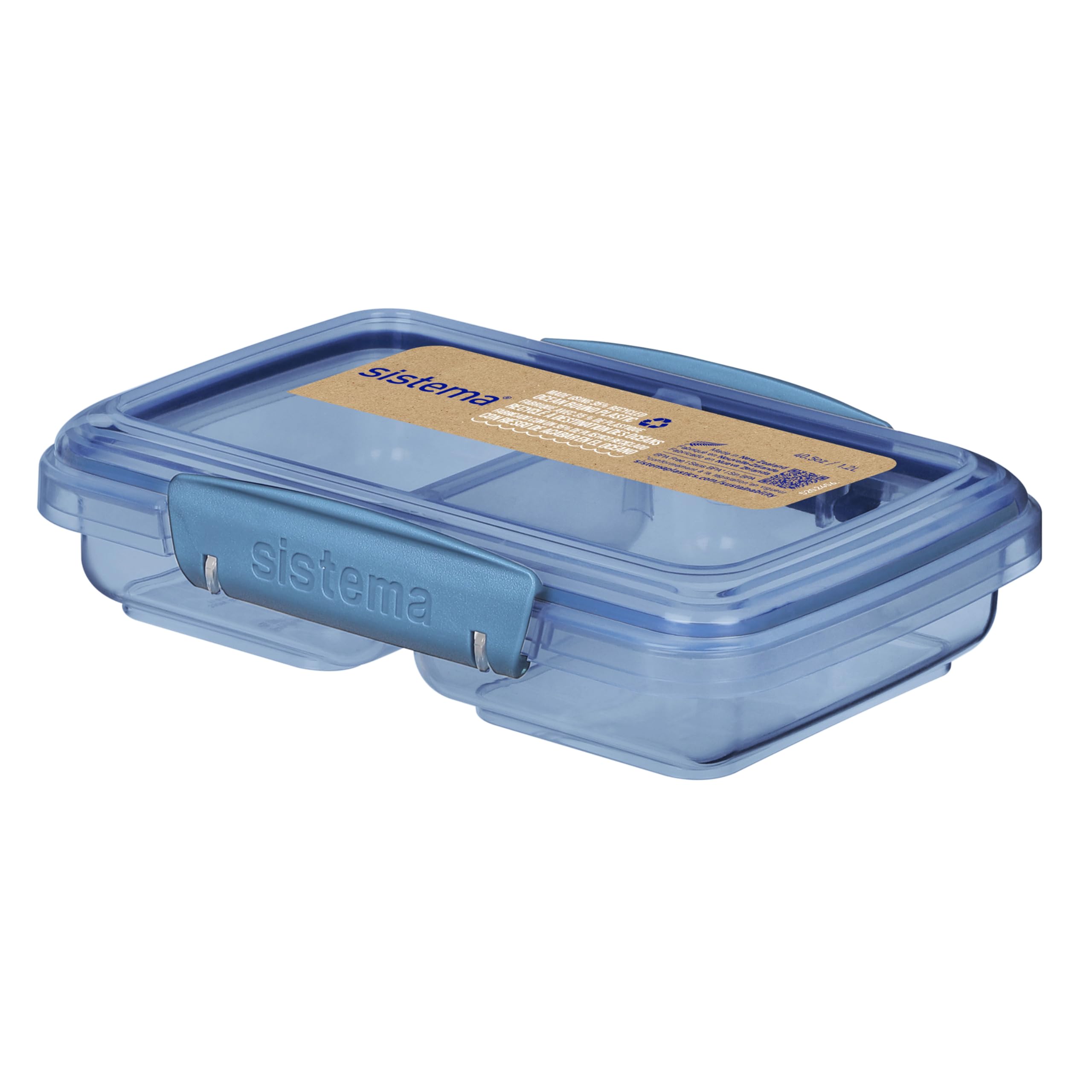 Sistema Ocean Bound Petit récipient divisé en plastique | 350 ml | Sans BPA, fabriqué à partir de plastique recyclé | Bleu sarcelle ou bleu (couleur non sélectionnable) | 1 pièce