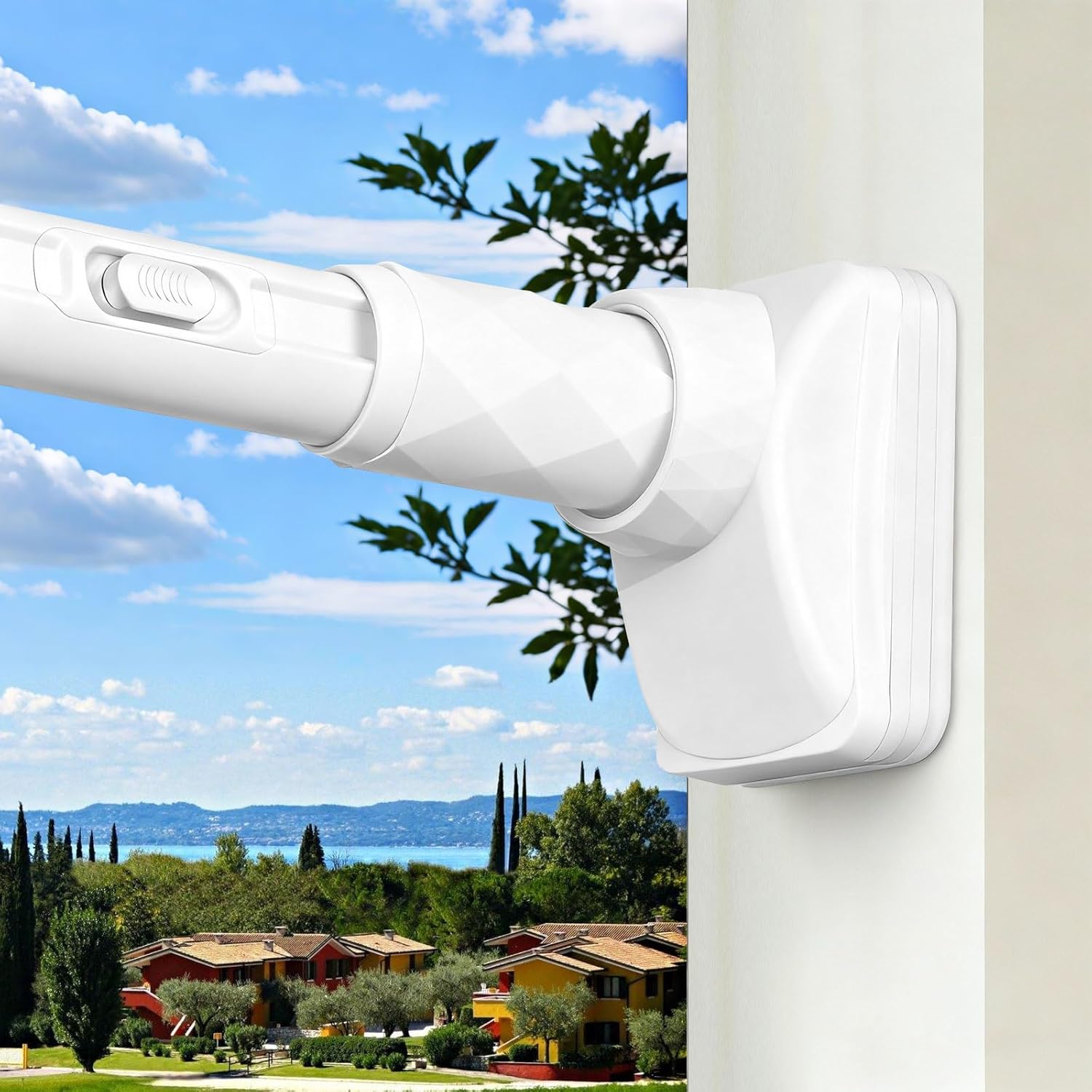 One-Click Tension Curtain Rod 40-67" Adjustable Shower Rod White No Drilling for Window Bathroom Closet Room Divider Extra Long Curtain Rod Decoration Holder