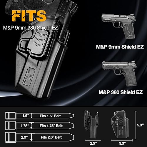 Miniatura 8 de GUN & FLOWER OWB Holster for M&P Shield 9mm EZShield 380 EZ, Red Dot Compatible, Index Finger Release, Adjustable Cant, Right Hand  PaddleBelt Clip