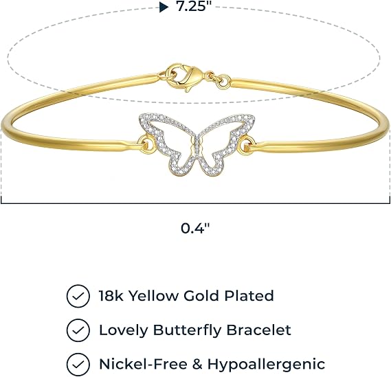 MORGAN & PAIGE Bronze 18K Yellow, 14K Rose Gold or Rhodium Plated Diamond Accent Two-Tone Bangle Bracelets for Women - Open Bangle Bracelets for Women, Hypoallergenic Elegant Jewelry, 7.25 inches