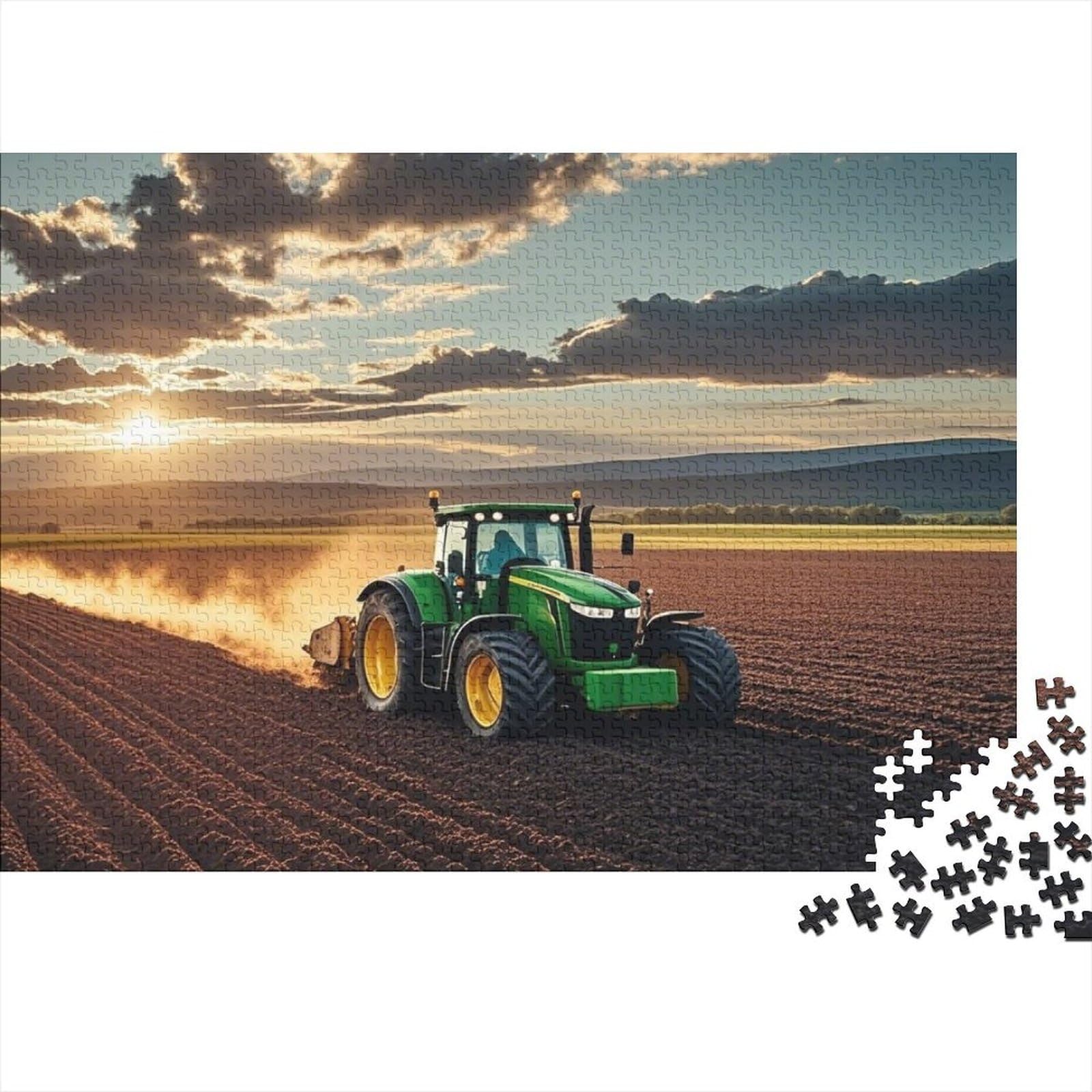Johnndeer Tractor Jigsaw Puzzle 1000Pc Recycled Paper Farming Scene Puzzles for Adults Fun And Challenging Family Game Holiday Blessings Gift for Men 38x26cm/1000pcs