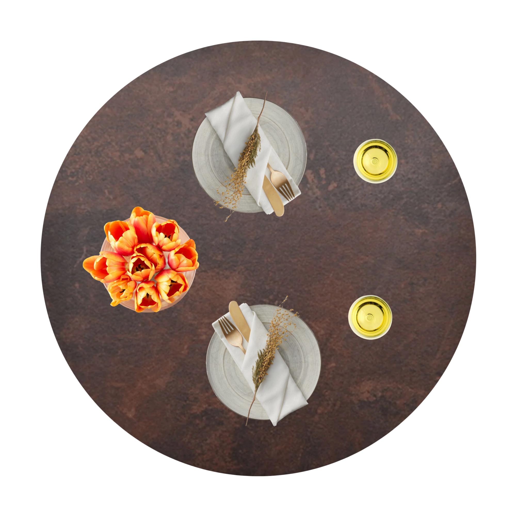 Acht & Acht Hochwertige Tischplatte Topalit Rund - Ø 70cm – 26mm Dicke für Bistrotisch/Esstisch/für Outdoor und Indoor - Farbe: Cyprus Metal